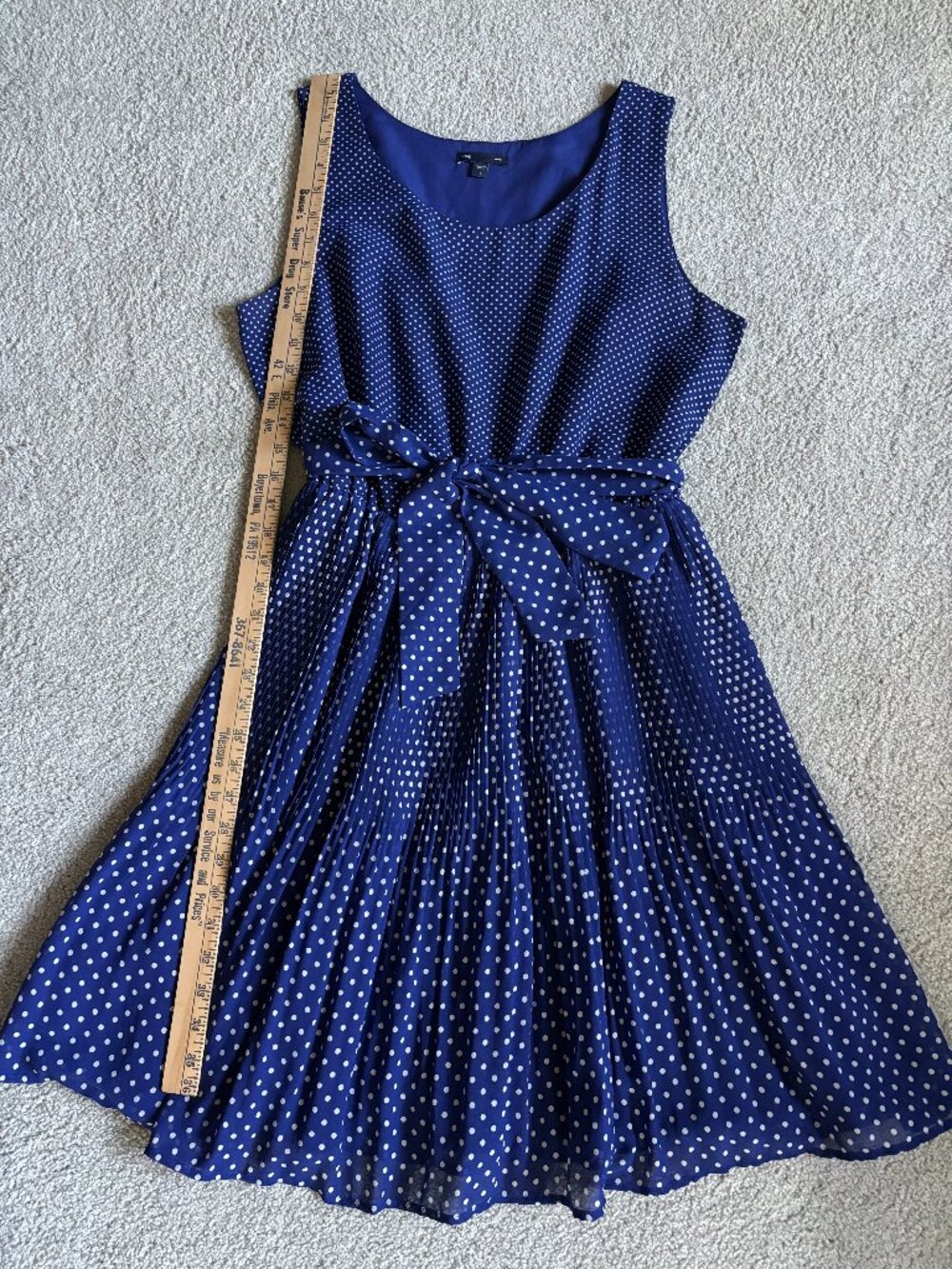 Navy Polka Dot Sleeveless Summer Dress